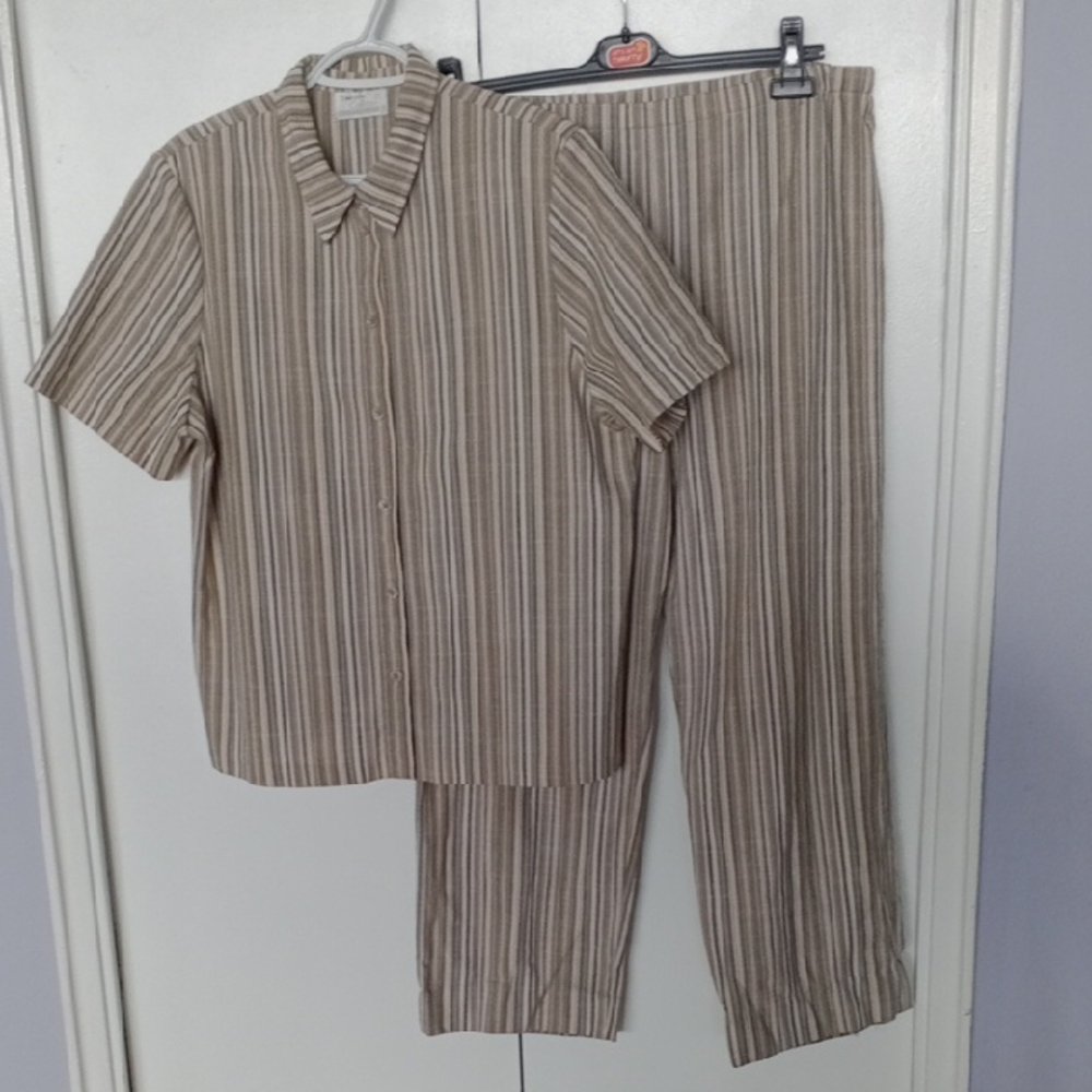 Striped Tan Pantsuit for Women